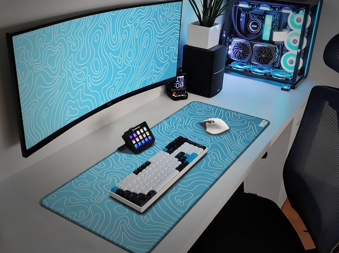 topo arctic mousepad gaming setup blue and white mousepad for gaming mistlabs brand